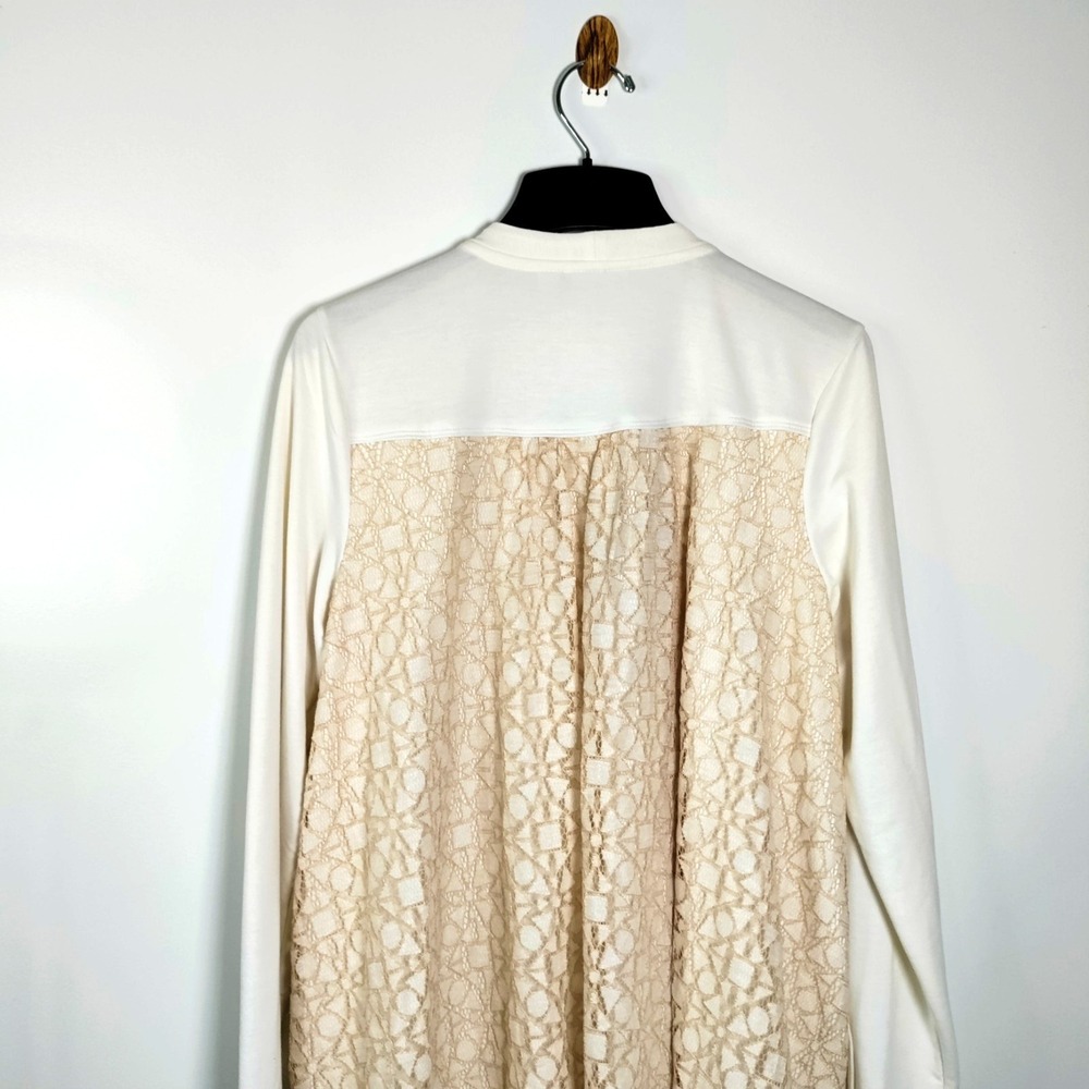 LOGO Lounge Ivory Full Zip Cardigan Jacket Lace Back Women 2X Cottage Core Lagun - Picture 6 of 15